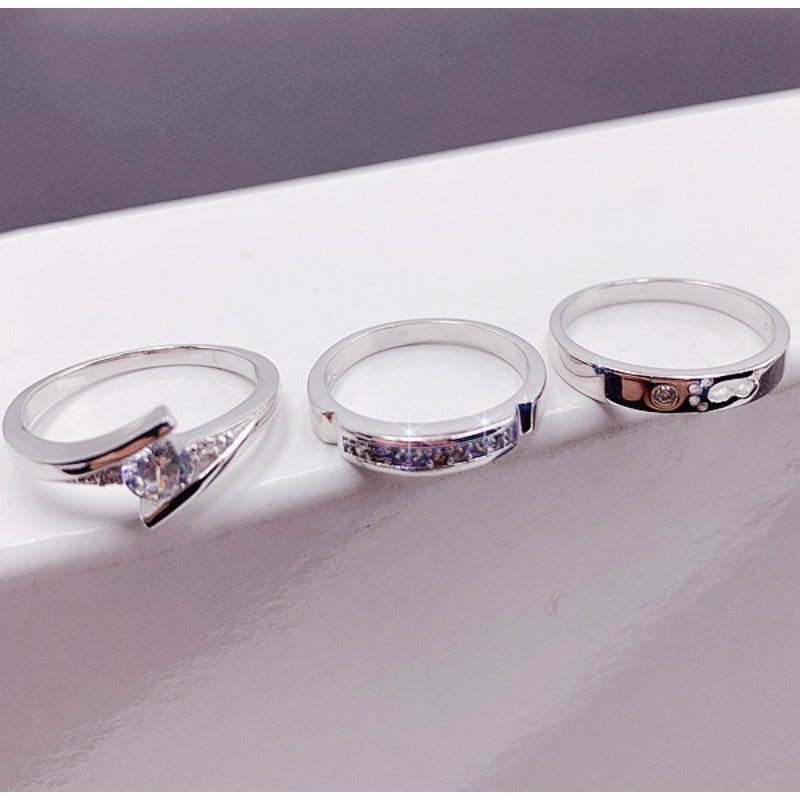Wholesale 10pcs Simple Light Luxury Fashion Geometric Zircon Ring