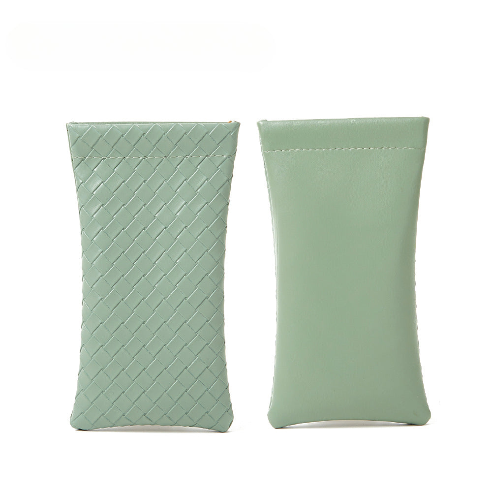 Whoelsale Solid Color Woven PVC Leather Eyewear Storage Bag