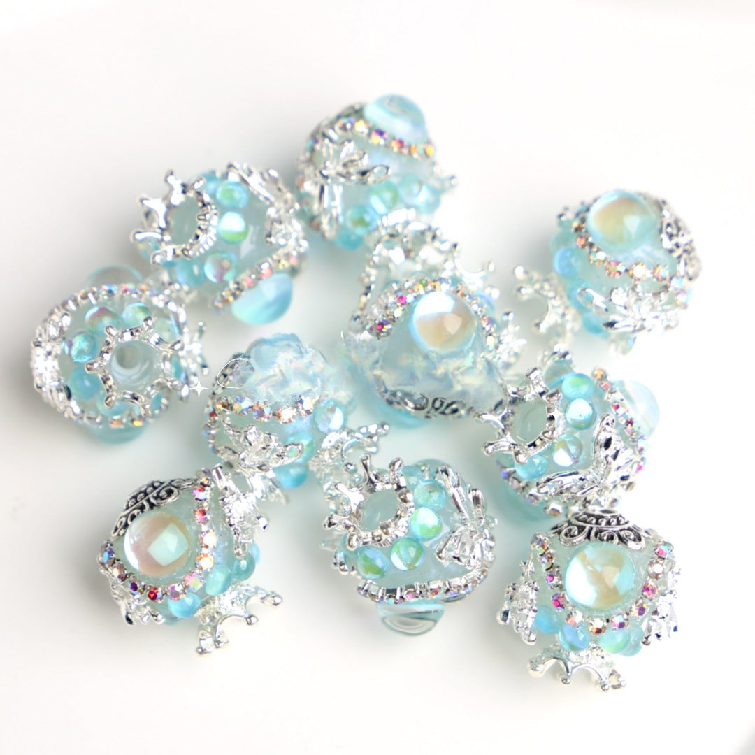 Wholesale Crown Cat Eye Acrylic Beads Diamond Chain Beads