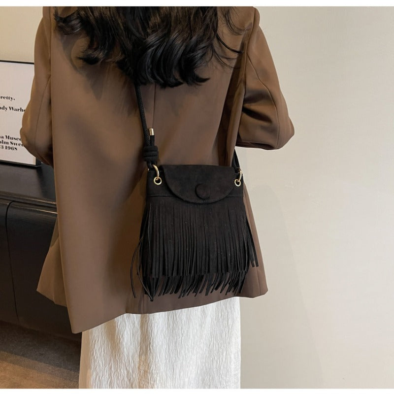 Wholesale Tassel Bucket Bag Autumn and Winter Retro Bohemian Shoulder Crossbody Bag