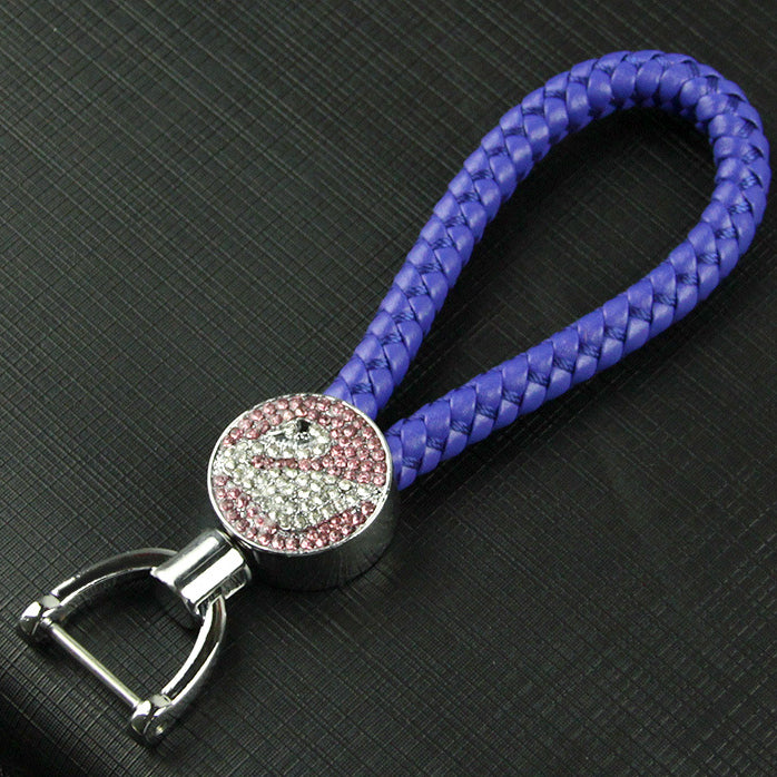 Wholesale Diamond Inlaid Tundra Swan Leather Key Ring