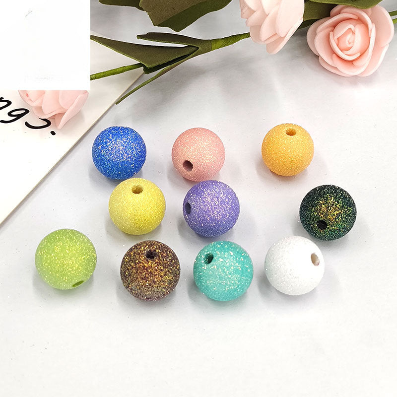 Wholesale 100pcs/pack Sparkling Powder 16mm Round Beads DIY Acrylic Beads