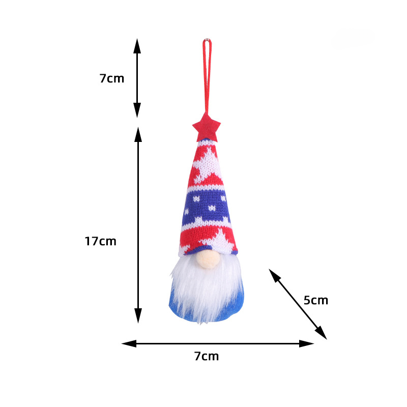Ornamento para muñecas sin rostro de cinco estrellas rayas de rayas por el día de la independencia