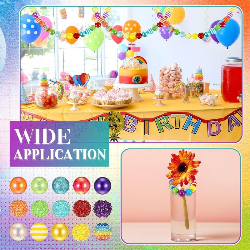 Wholesale 50Pcs 20mm Beads for Pens Rhinestone Beads Bubblegum Beads Mixed Crystal Resin Chunky Beads Sugar Beads for Pens Beadable Keychains DIY Craft Pen Jewelry Making Supplies (Rainbow Color)