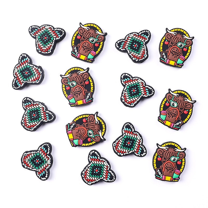 Wholesale 20pcs Yak Cartoon Baby Teething Beads Food Grade Letter Silicone Loose Beads