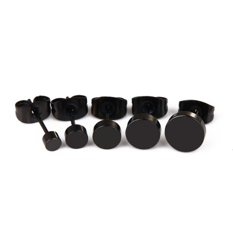 Wholesale Rock Black Titanium Steel Dumbbell Stainless Steel Earrings