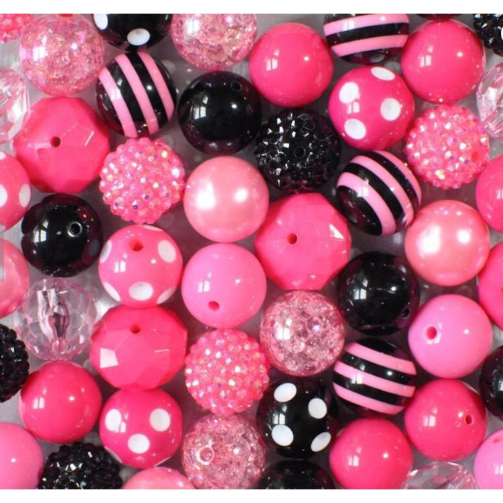 Wholesale 50pcs Rose Red 20MM Acrylic Resin Beads Mixed Color Mixed Style Beaded Loose Beads Combination Chunky Beads