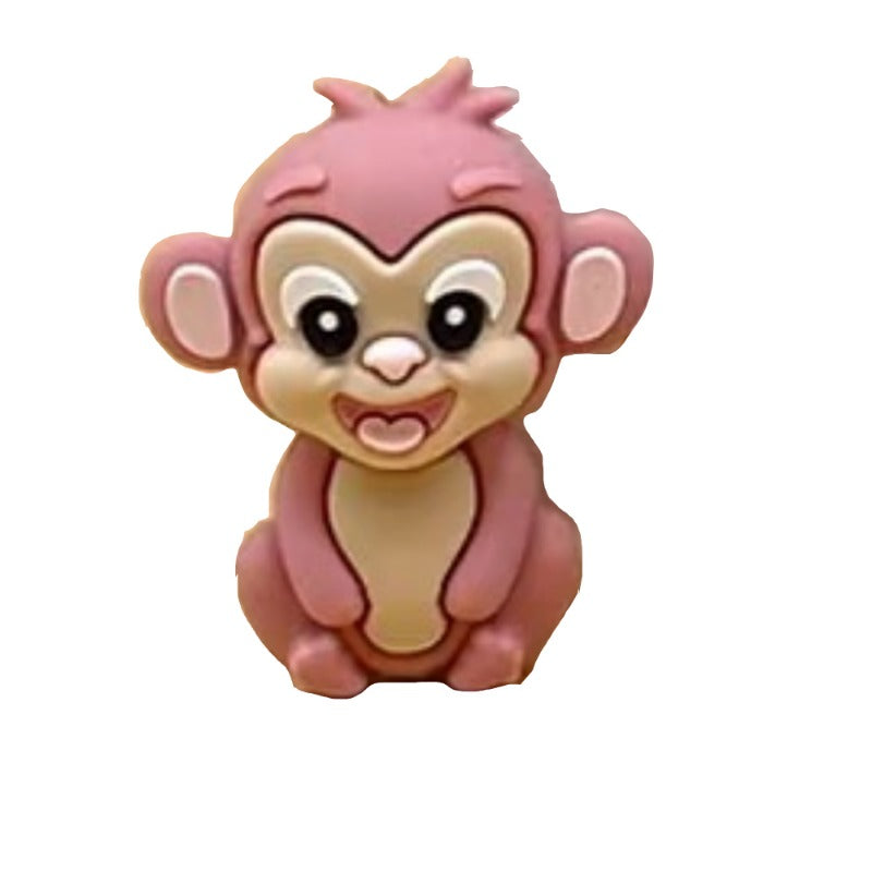 Wholesale 20pcs 3D Cartoon Animal Monkey Image Silicone Beads
