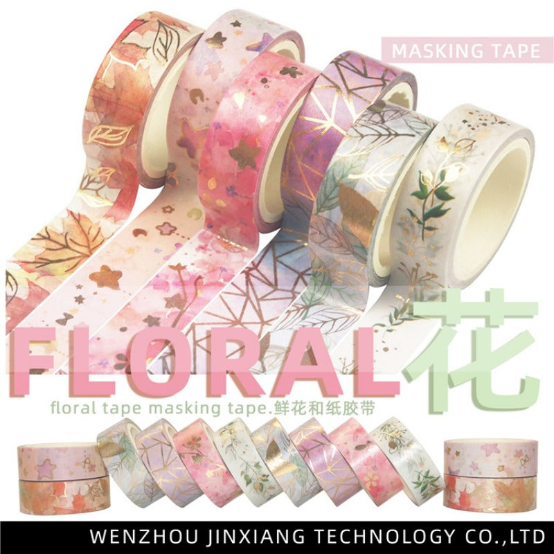 Wholesale 6-roll Set Flower Hot Stamping Tape DIY Hand Account Border Decoration Tape