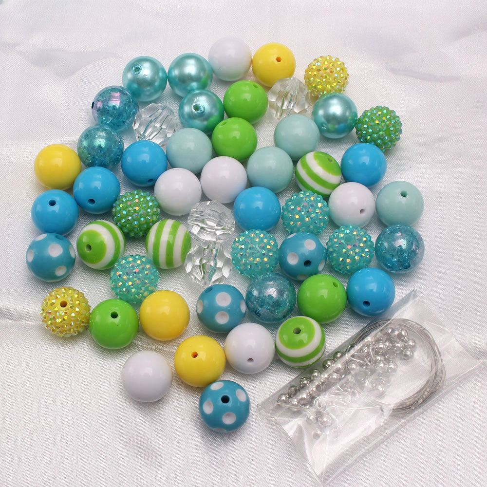 Wholesale 50pcs Blue Green Yellow 20MM Mixed Color Combination DIY Acrylic Beads