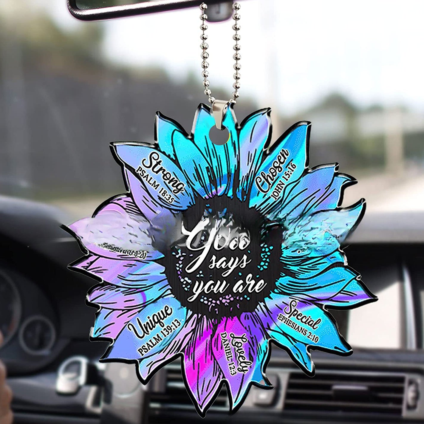 Decoración del espejo retrovisor acrílico acrílico de girasol.