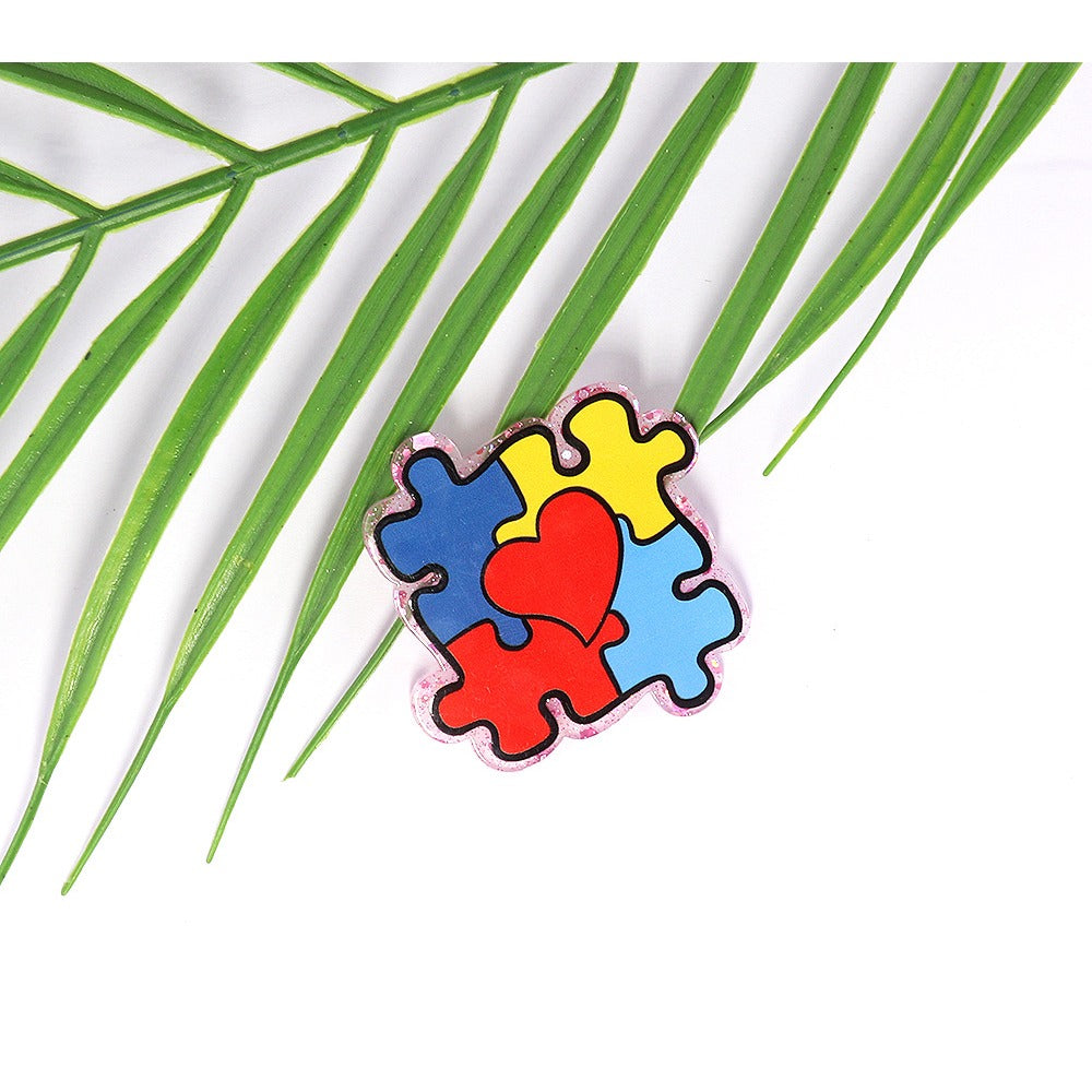 Wholesale 10pcs Cartoon Puzzle Peach Heart Ice Cream Acrylic DIY Patch Accessories