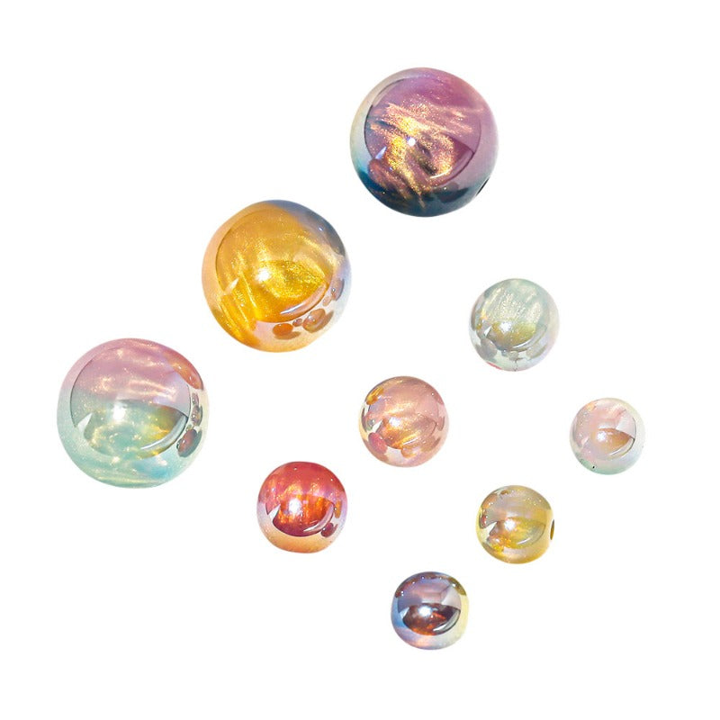 Wholesale 30pcs/1pack Thousand Colored Clouds Straight Hole Round Beads Handmade DIY Loose Beads