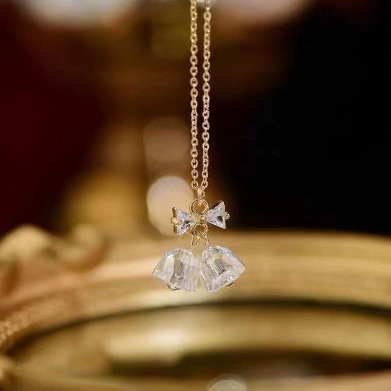 Wholesale Romantic Immortal Exquisite Gentle Versatile Premium Zircon Wind Chime Necklace