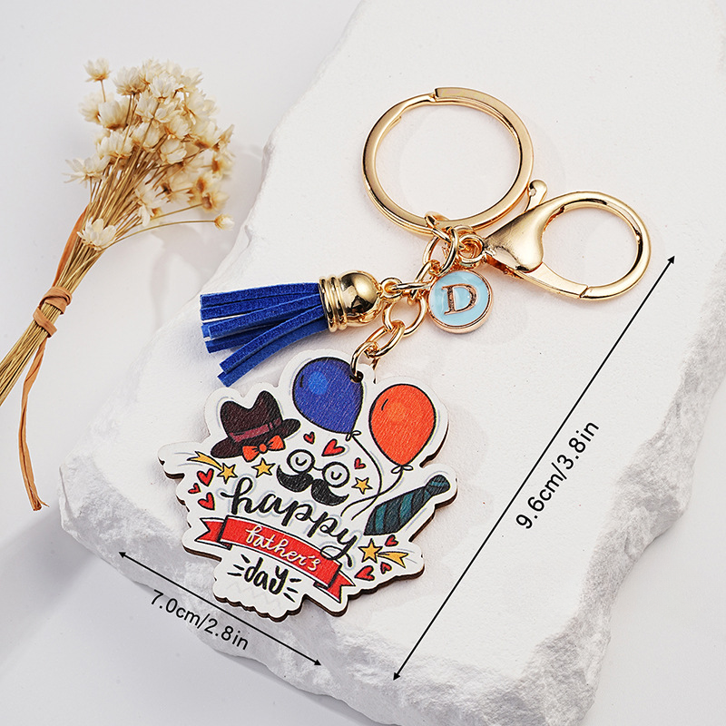 Wholesale Metal Cartoon Color Printing Father's Day Tassel Keychain