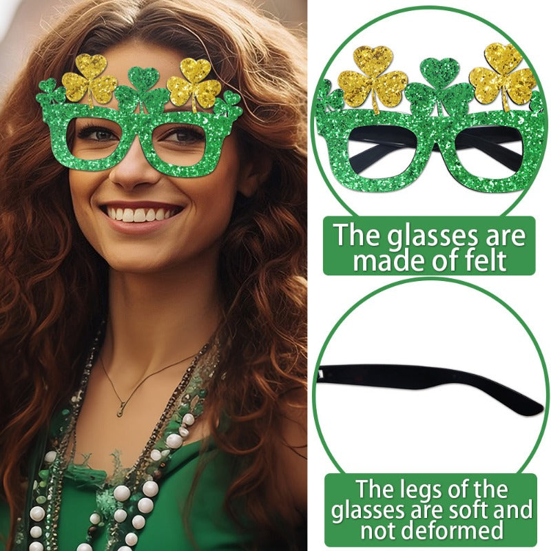Wholesale St. Patrick's Day Shamrock Gold Green Clover Glasses