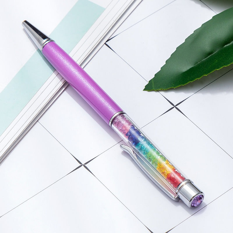 Whoelsale Pens Rainbow Crystal Pen Fragmented Diamond Fashion Metal Office Pen