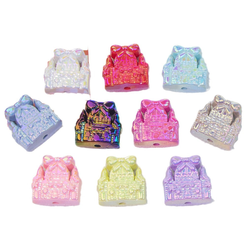 Wholesale Double-sided Engraved Childlike Fantasy Castle Acrylic Beads