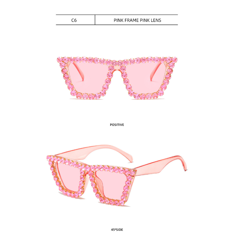 Wholesale Diamond Sticker Fashion Cat Eye PC Sunglasses