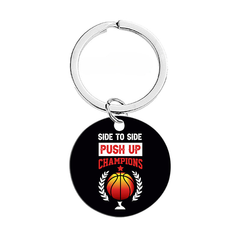 Wholesale Basketball Circular Hanging Tag Metal Keychain