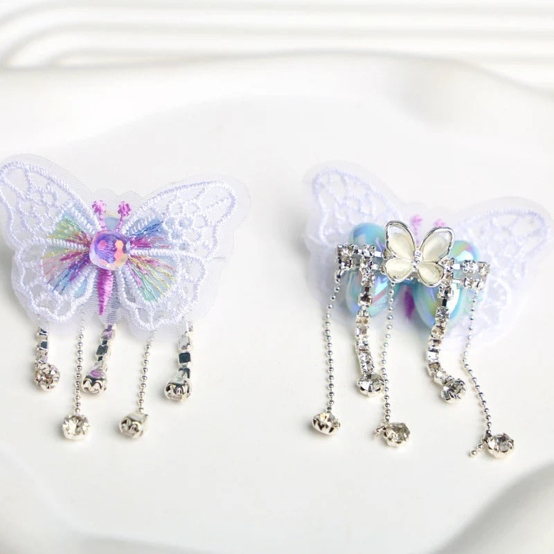 Wholesale 2pcs Fantasy Embroidery Bow Knots Pearl Plastic Beads