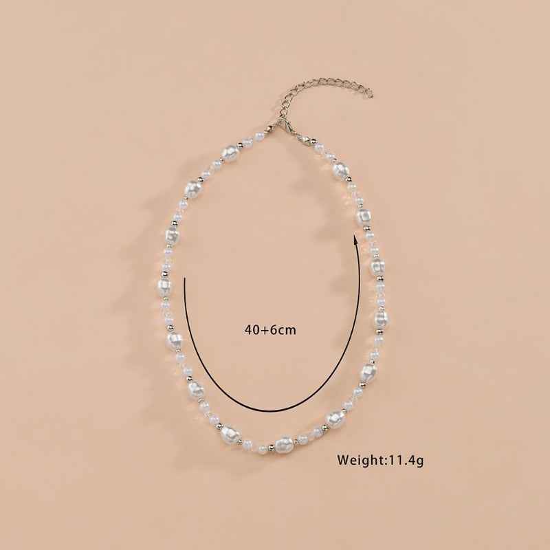 Wholesale Fashion Imitation Pearl Simple Temperament Transparent Crystal Necklace