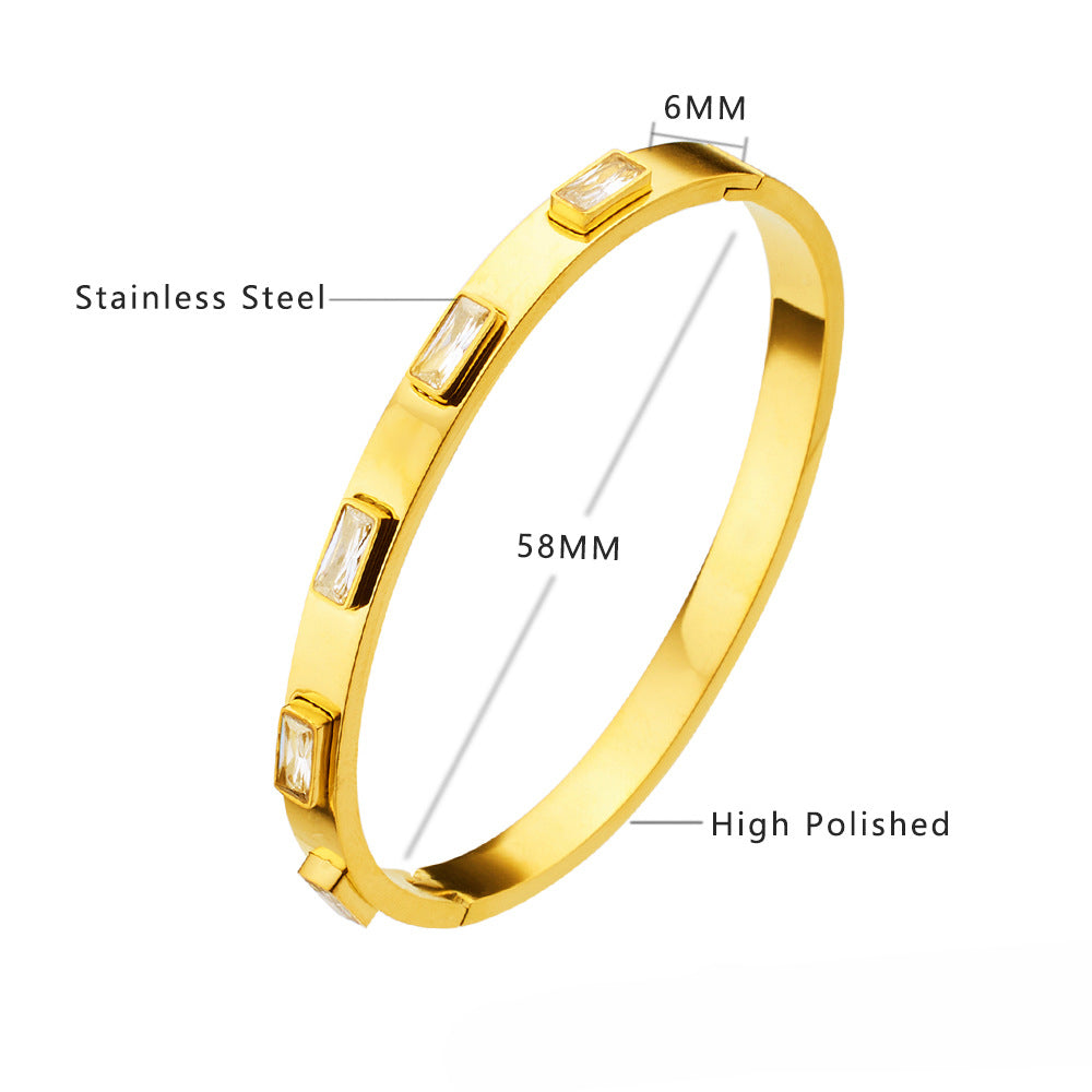 Wholesale Zircon Gold Titanium Steel Bracelets
