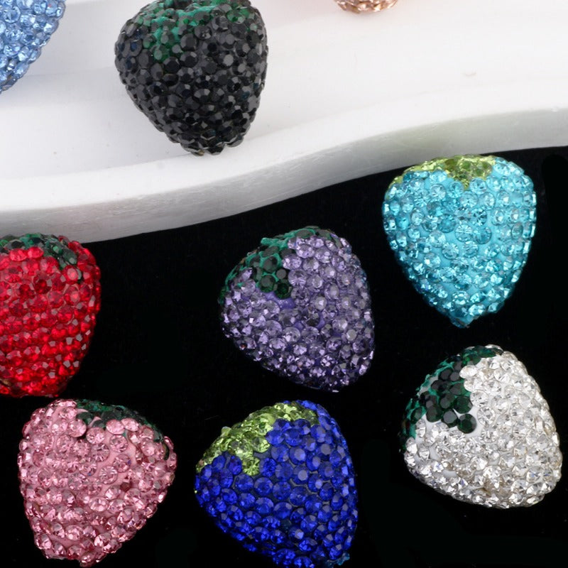 Wholesale 5pcs Colorful Strawberry Ball Diamond Ball Can Thread Straight Holes DIY Beads