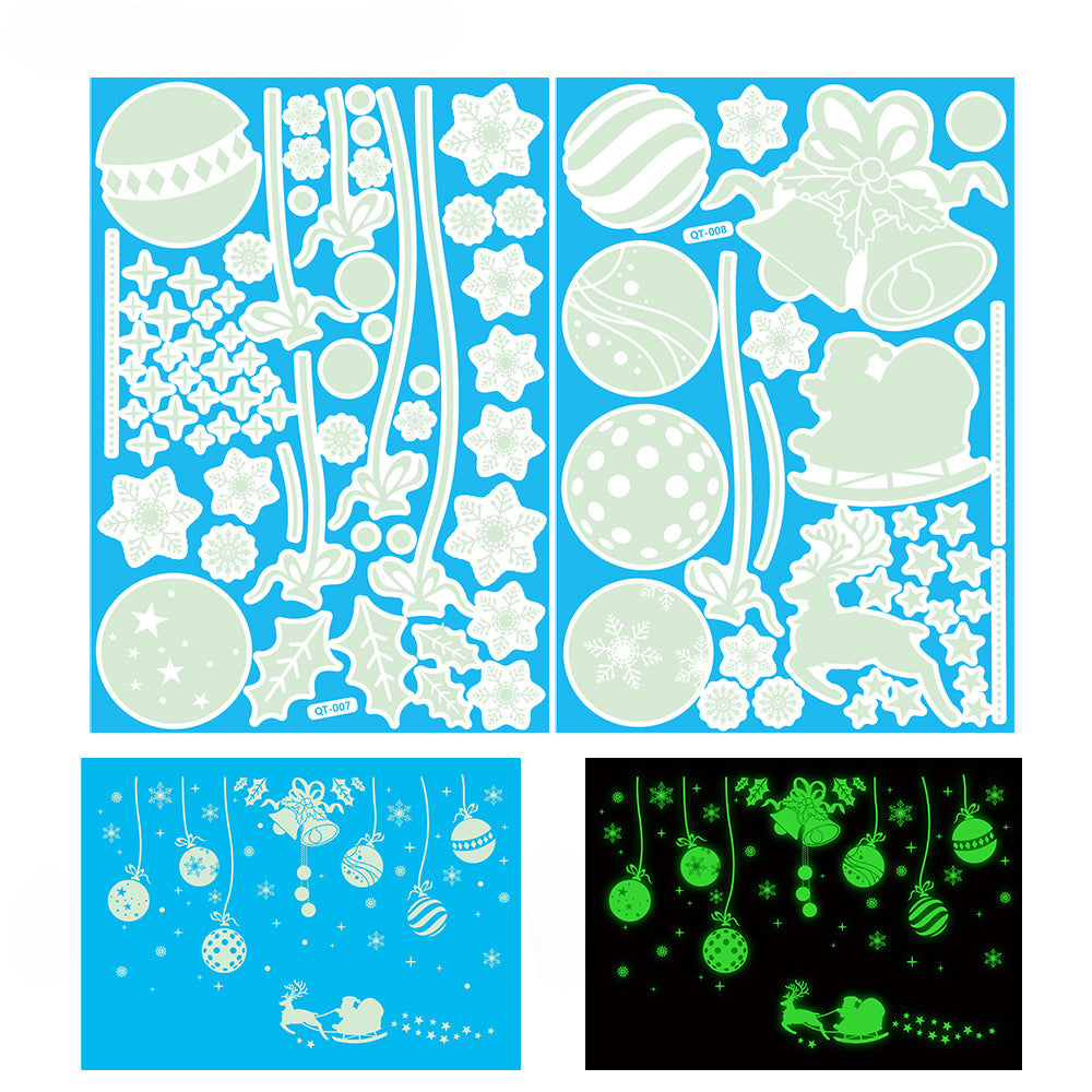 Wholesale Night Glow Christmas Decoration Snowflake Window Stickers