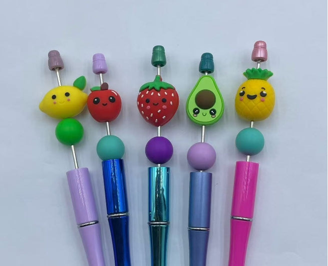 Wholesale 10pcs 3D Lemon Apple Strawberry Avocado Pineapple Sfruit Cartoon Silicone Beads DIY Beads