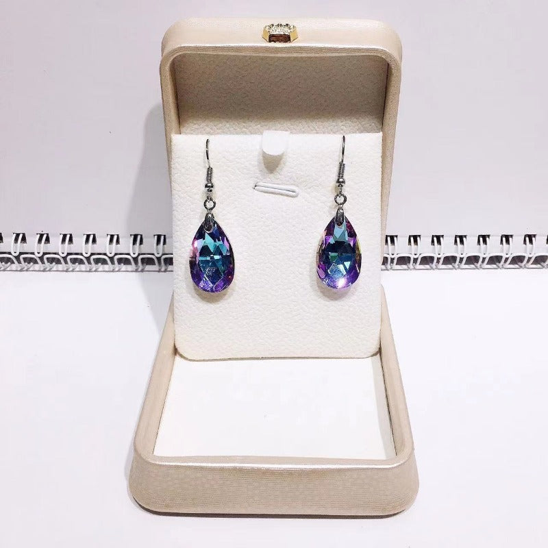 Wholesale crystal glass water drop fashion net red earrings