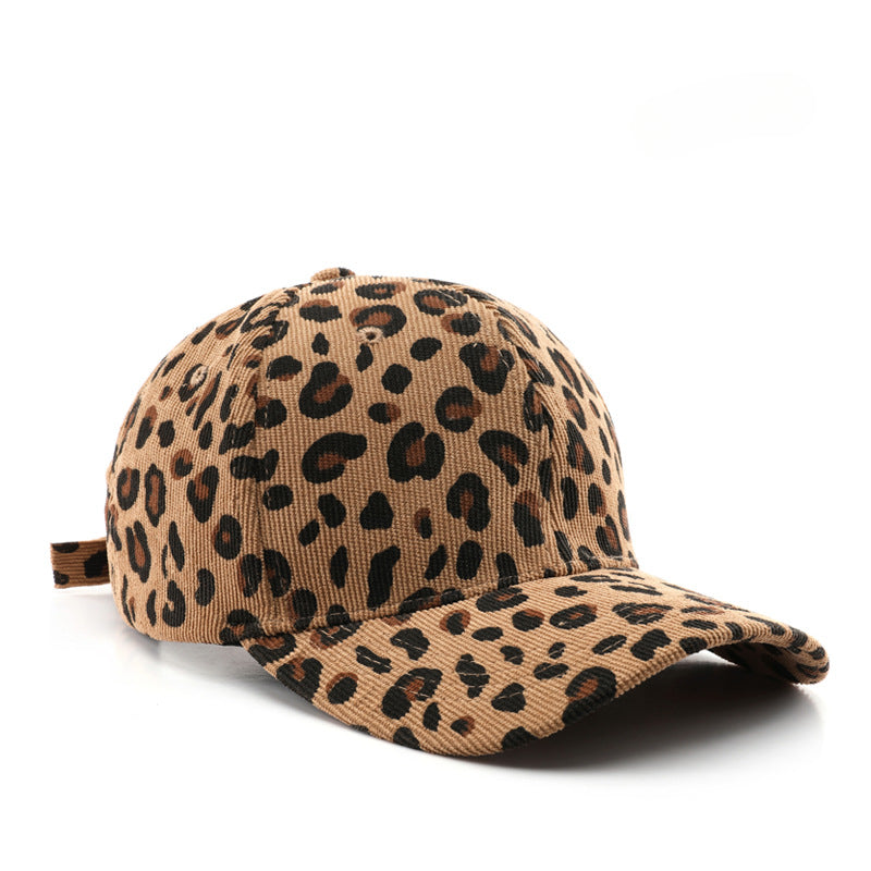 Wholesale Autumn and Winter Corduroy Leopard Print Baseball Cap