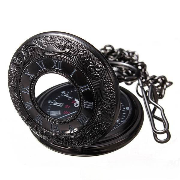 Wholesale Roman Numeral Double Display Men's Alloy Retro Necklace Pocket Watch