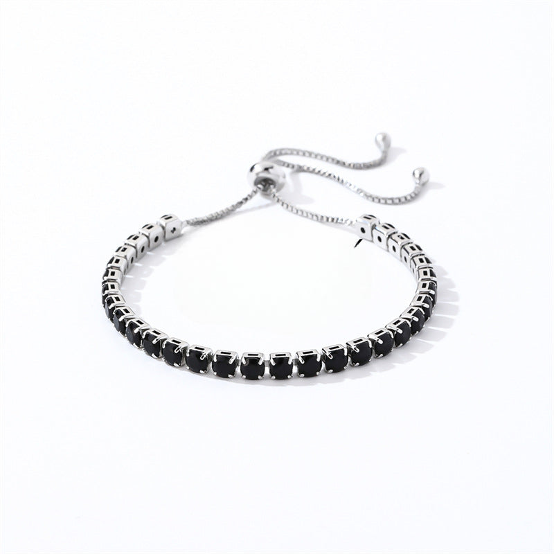 Wholesale 4mm Round Zircon Single Row Full Diamond Adjustable Bracelet