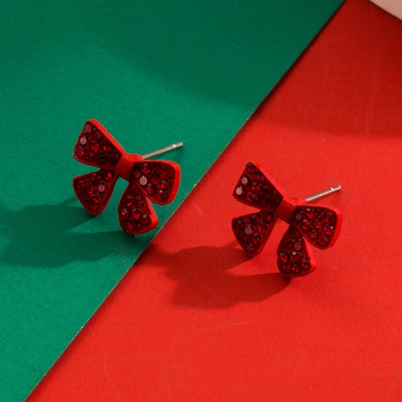 Wholesale Christmas Fashion Elk Christmas Tree Diamond Inlaid Three-dimensional Cartoon Holiday Earrings