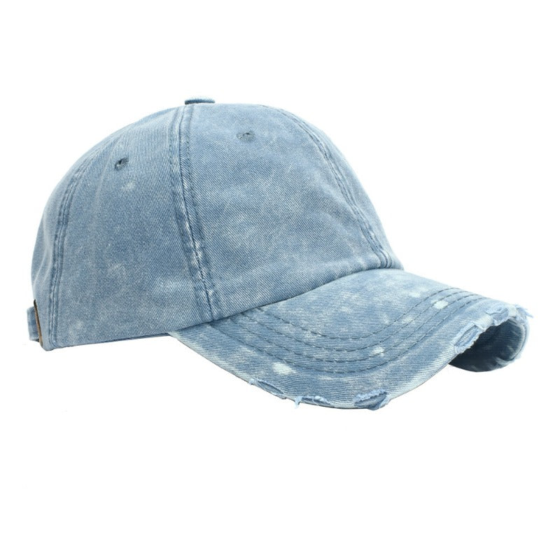 Wholesale Ripped Fashionable Washed Cotton Ripped Denim Simple Light Plate Hat
