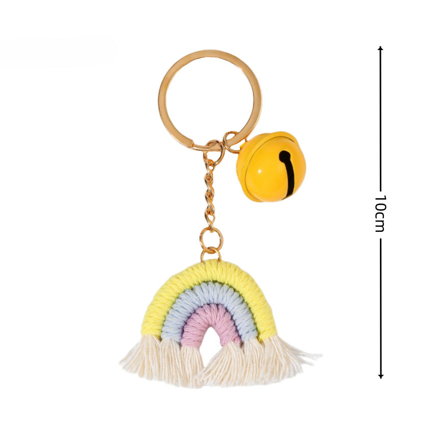 Wholesale Cotton Woven Rainbow Tassel Keychain