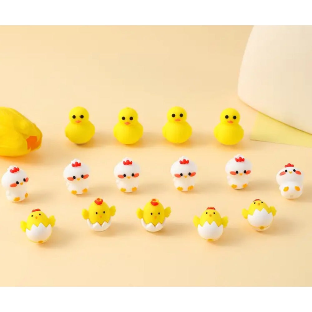 Wholesale 10pcs Cartoon 3D Cute chick duckling Silicone Beads
