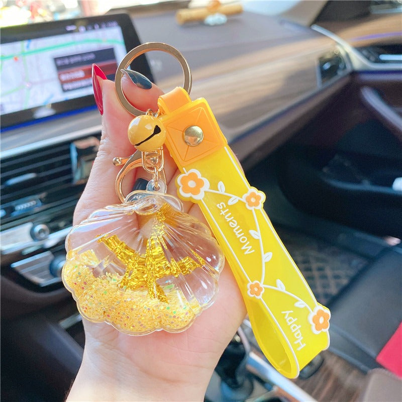Wholesale Starfish Floating Bottle Acrylic Liquid Keychain