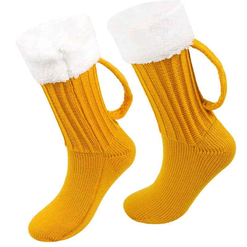 Wholesale Beer Socks Thick Woolen Socks Autumn and Winter Knitted Warm Mid-calf Socks