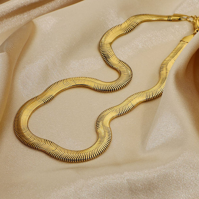 Wholesale Flat Snake Frosty Gold Plated Necklaces