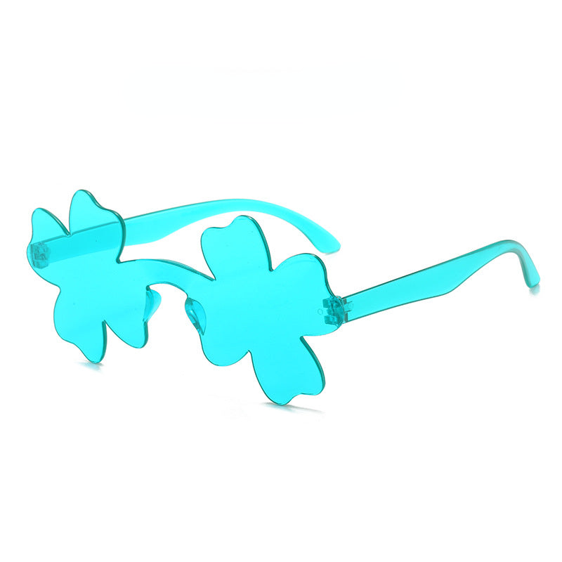 Wholesale of New One-piece Four-leaf Clover Flower Bow PC Sunglasses