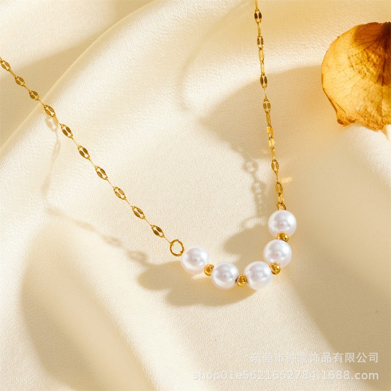 Wholesale Simple Titanium Steel Shell English Letters 18K Fashion Love Pendant Necklaces