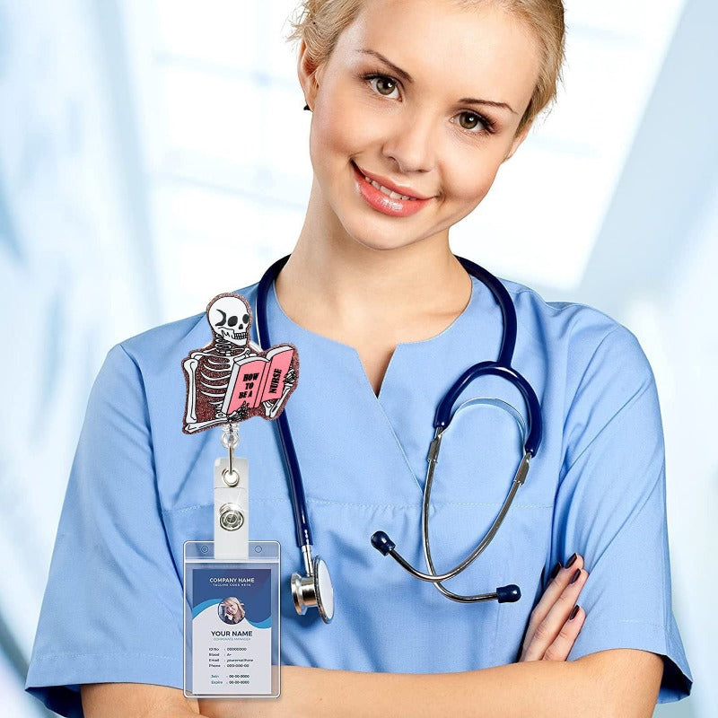 Wholesale Acrylic Skull Alligator Clip Retractable Badge Reel Easy Pull Buckle