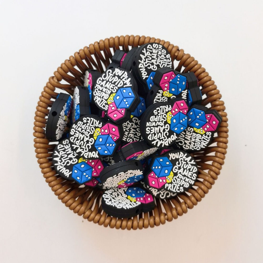 Wholesale 10pcs Cartoon Creative Dice Letters Silicone Beads