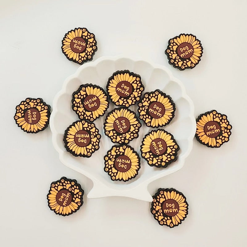 Wholesale 10pcs Mother's Day Sunflower Silicone Cartoon Beads Loose Beads