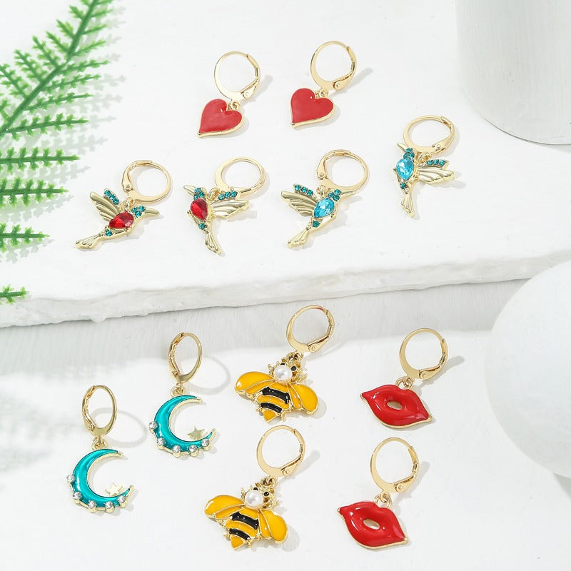 Wholesale Simple Pearl Smiley Bee Butterfly Set Mushroom Earrings