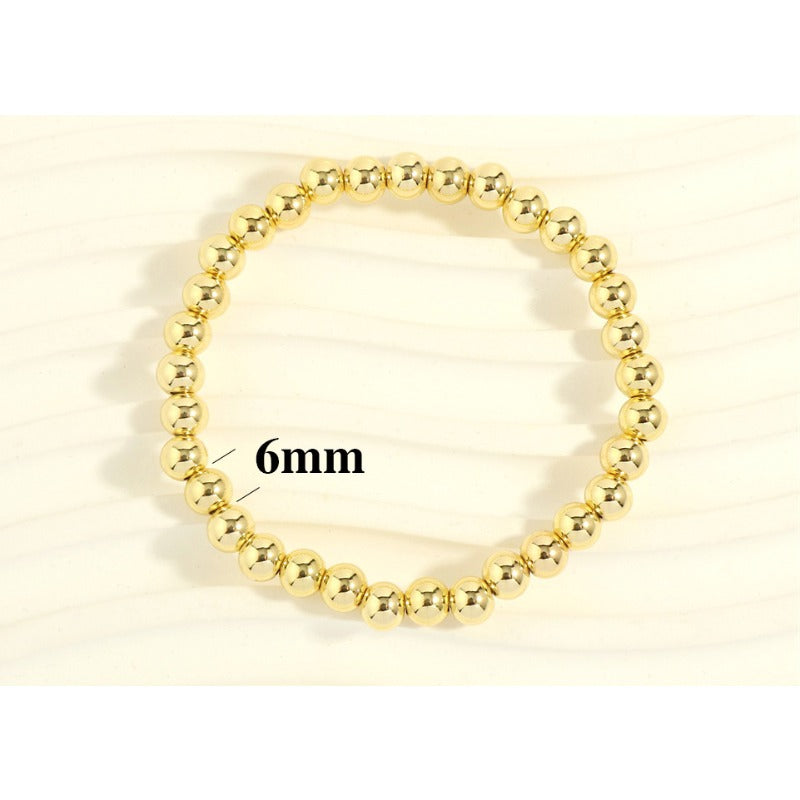 Wholesale Mother's Day 18K Gold Bead Elastic Copper Bracelet