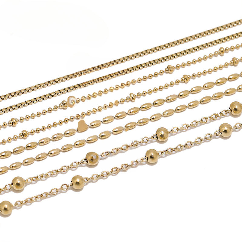 Wholesale 5PCS/PACK Stainless Steel Color Preservation Box Chain Bare Chain DIY Jewelry Accessories