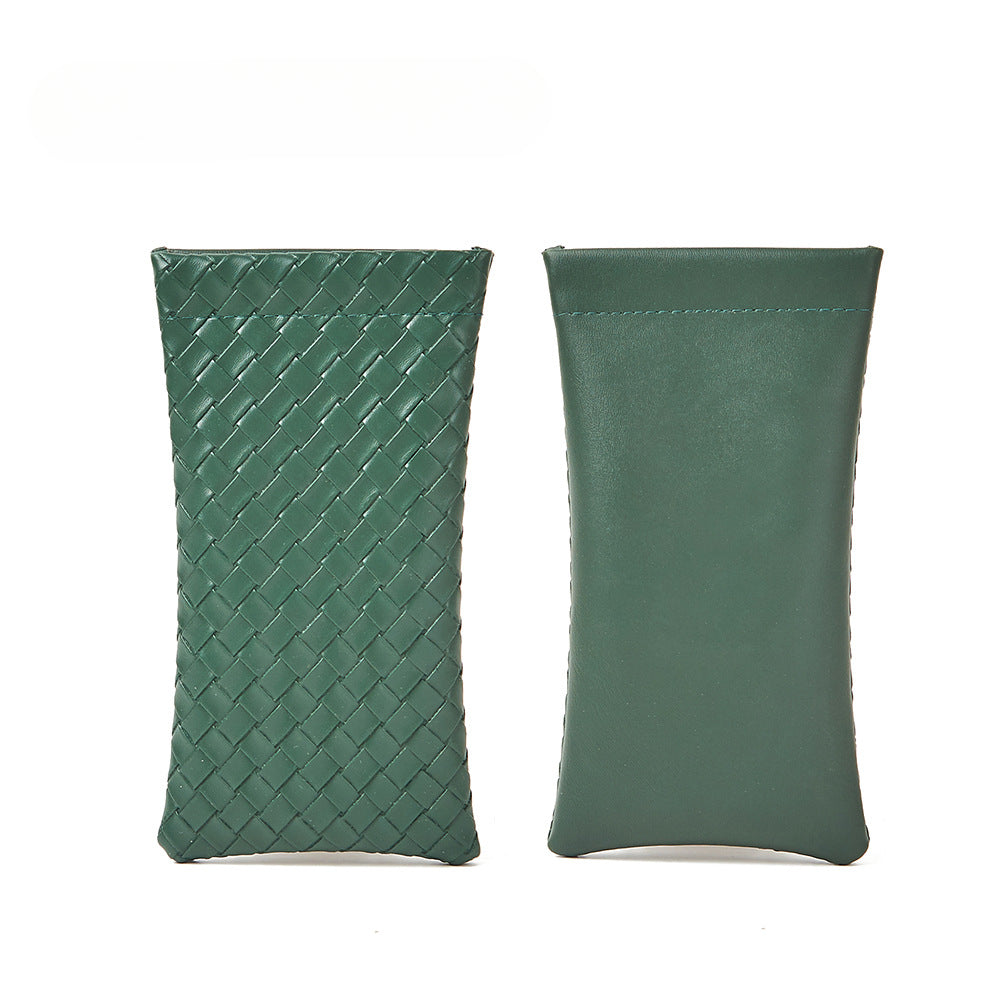 Whoelsale Solid Color Woven PVC Leather Eyewear Storage Bag